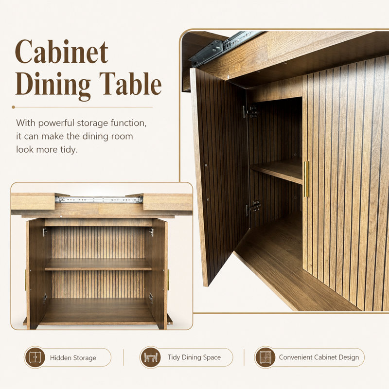 Table de salle à manger extensible UNAROZ avec armoire de rangement pour 6 à 10 personnes