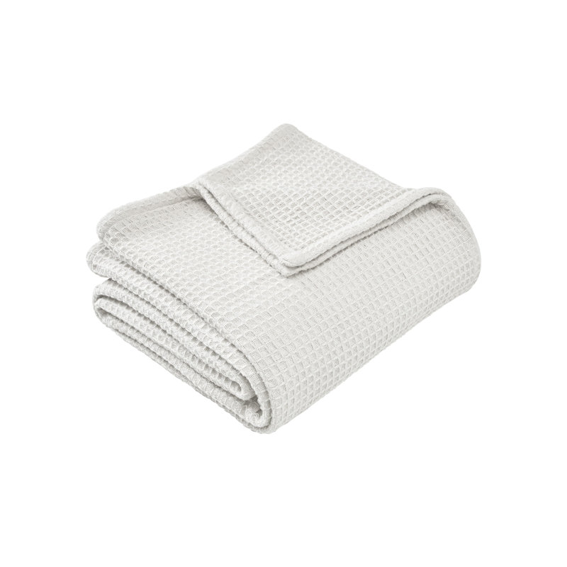 Couverture en coton texturé Samantha, Très grand, Blanc brillant