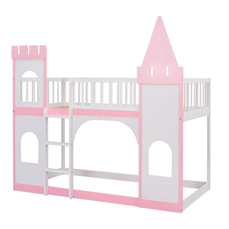 Lit superposé avec échelle Castle - rose
