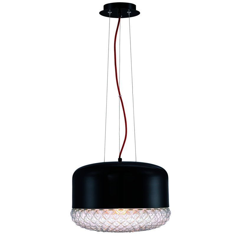 Luminaire suspendu tambour 1 lumière 1 lumière, Noir, H 9,75 po x l 14 po x P 14 po