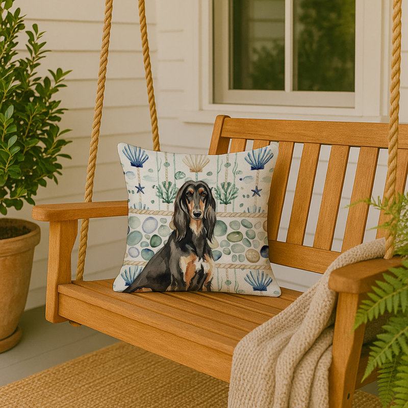 Coussin Black & Tan, Carré 18 po, Black/Tan Afghan Hound