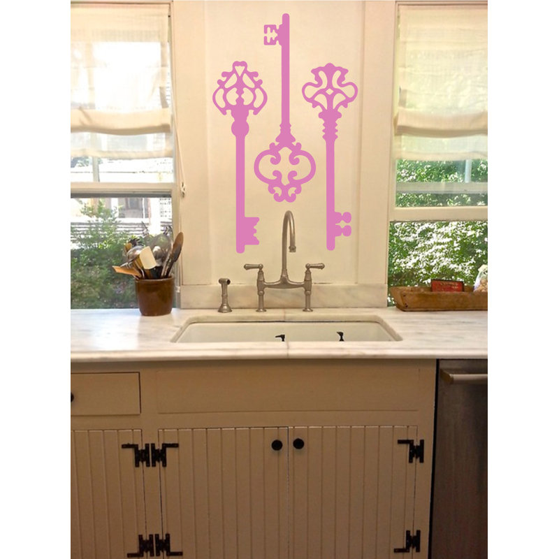 Décalcomanie murale clés squelettes, H 22 po x l 21 po x P 0,01 po, Gomme à bulles