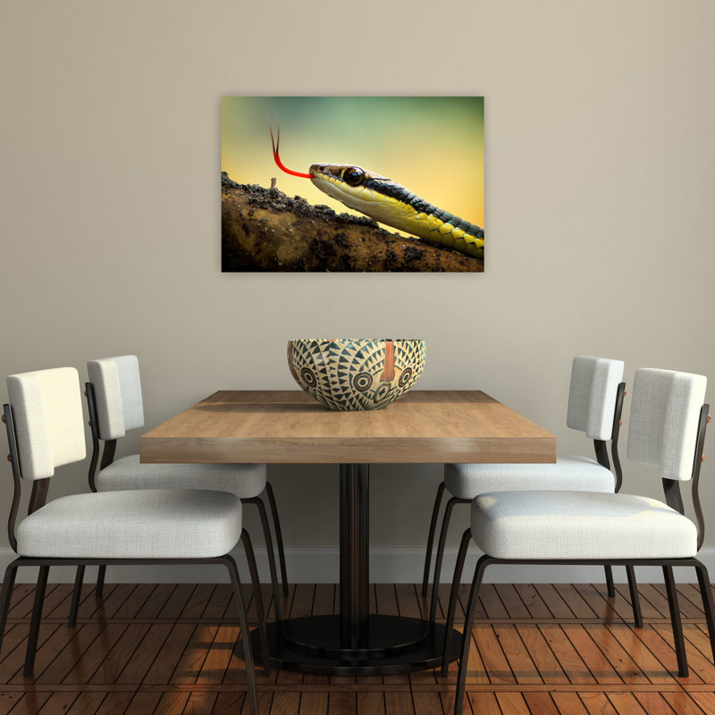 Vibrant Snake Tongue Vibrant Contemporary Snake Forest Nature Wall Art Print 1 Piece Wrapped Canvas Wall Art