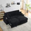 Canapé 80 po en velours côtelé multifonctionnel inclinable, conception peu encombrante, accoudoirs, porte-gobelets et repose-pieds amovible-1255597900