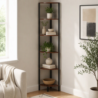 Étagère d'angle à 6 niveaux avec éclairage DEL, bibliothèque de coin de 68 po de hauteur avec tablettes de rangement pour objets de collection, étagère de présentation avec lumières multicolores contrôlées par RC / APP pour la chambre à coucher, le salon, le bureau