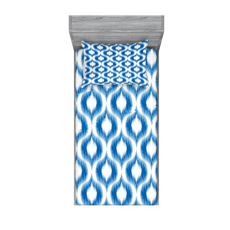Microfiber Ikat Sheet Set, Twin XL Sheet Set with Fitted Sheet