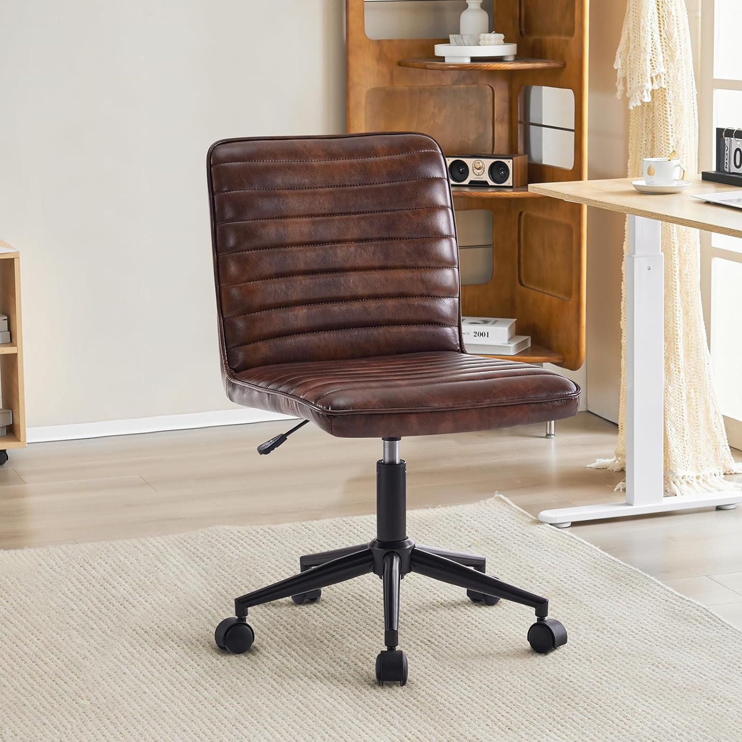 Latitude Run® Faux Leather Mid Back Swivel Computer Task Desk Chair ...