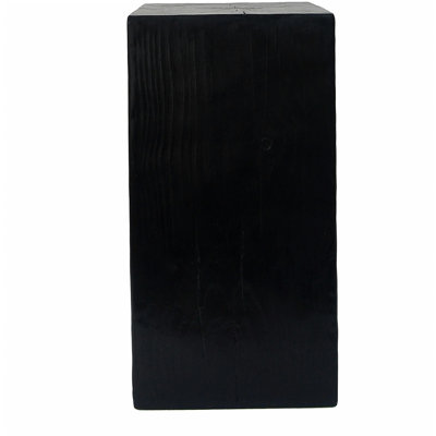 Wood-Look Square-Column MGO End Table,  H27.75",Wood-Like Distressed Finish, Mix with Different Heights, Indoor Outdoor Use,Black Colour