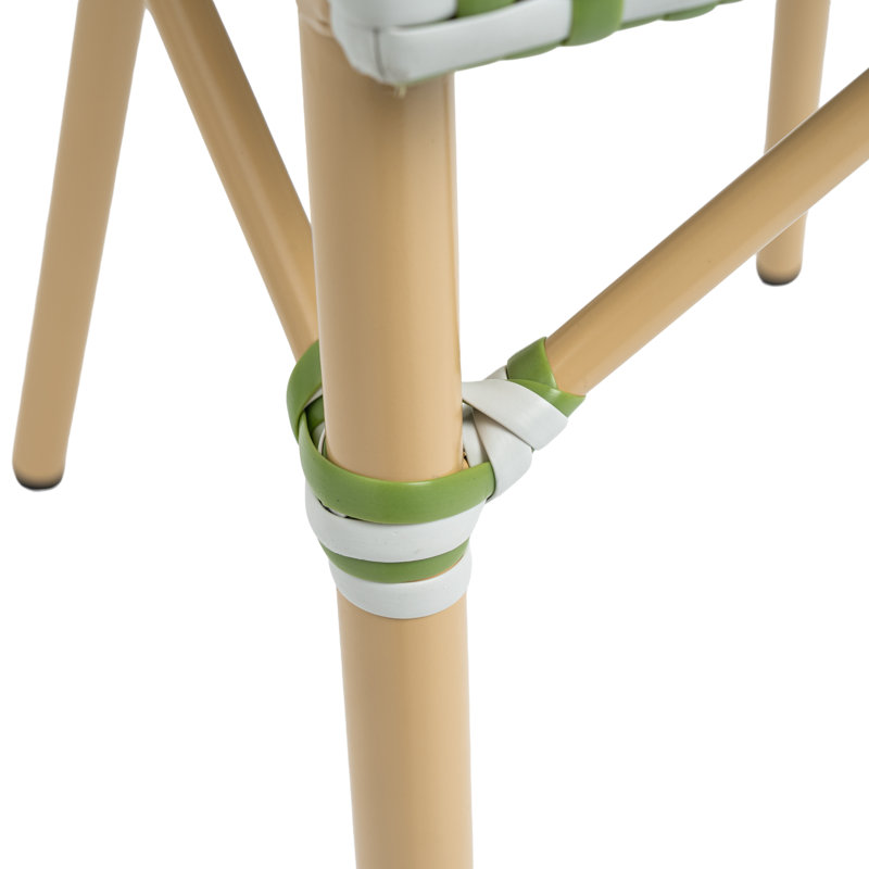 Altesa Modern Dining Set With Round Rattan Dining Table And Rattan Dining Chairs For Dining Room, Patio, Green