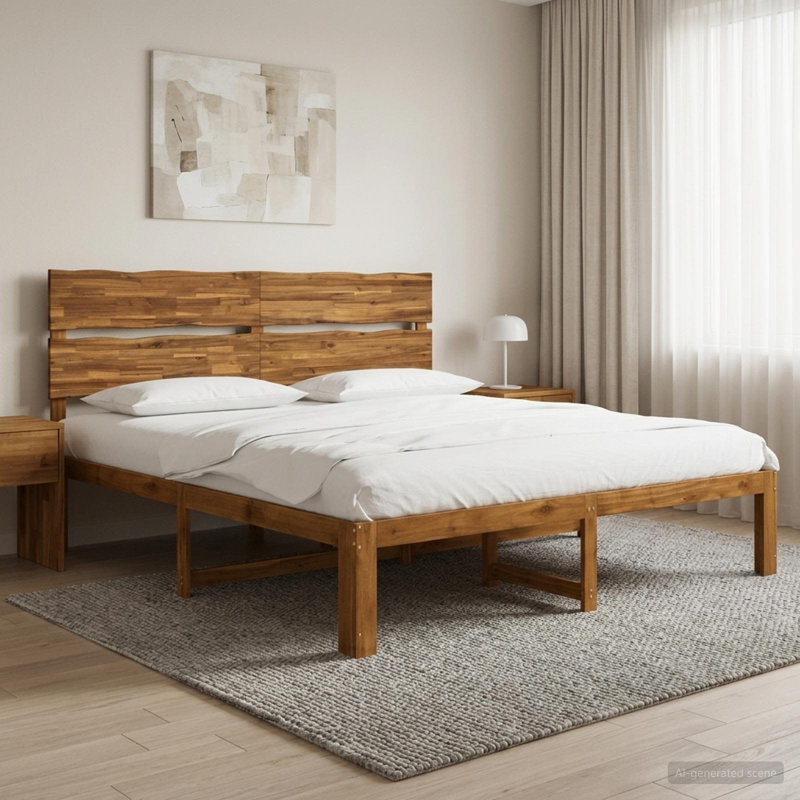 Solid Wood Bed Frame, Super King (6'), Natural