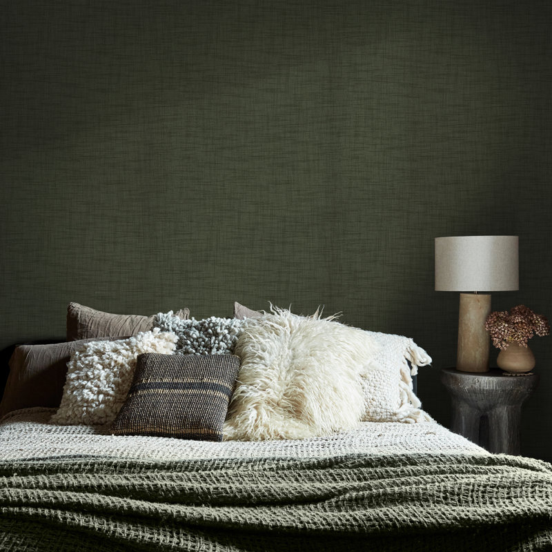 Weathered Linen Stone Wallpaper, Green