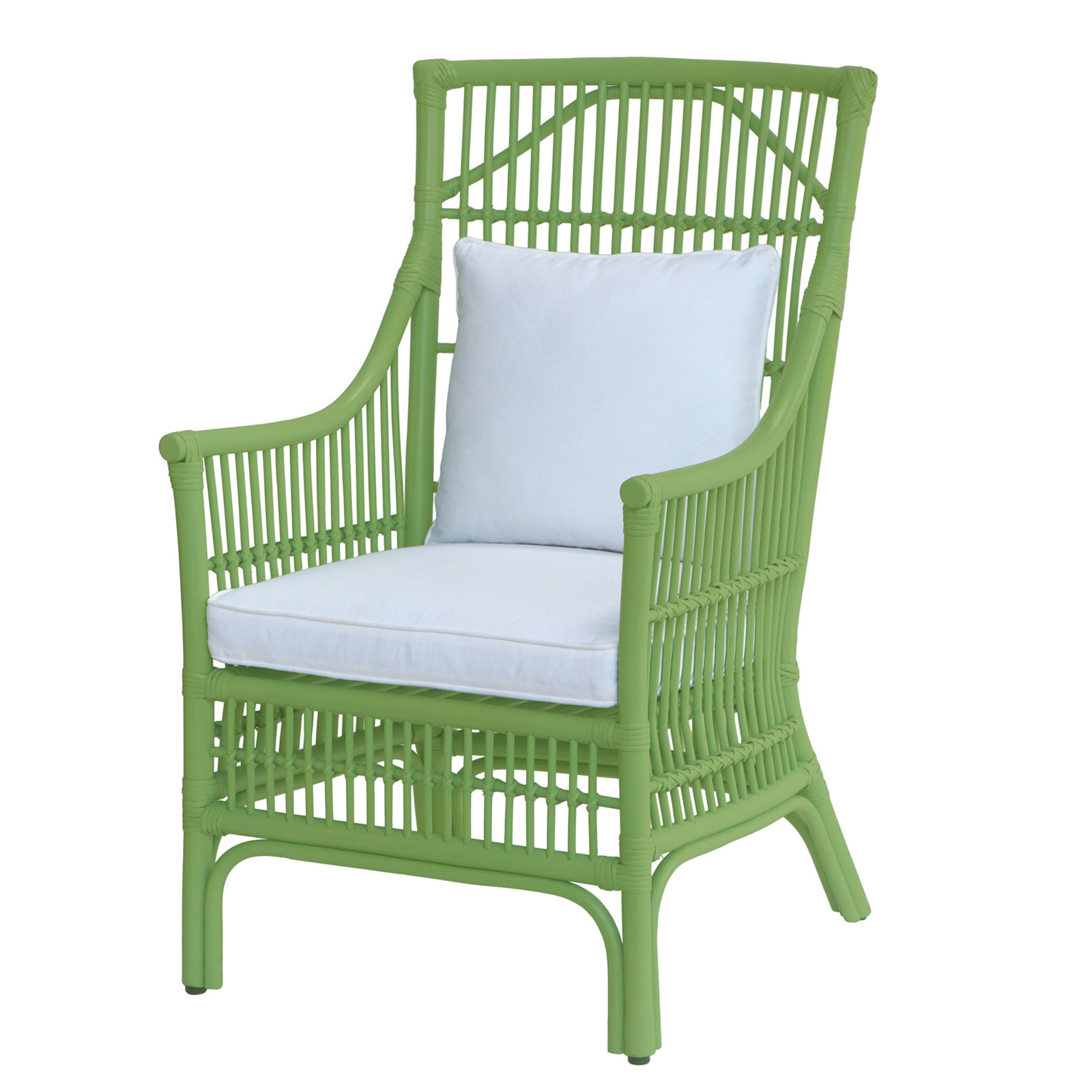 Jamestown Slat Back Rattan Armchair, Green