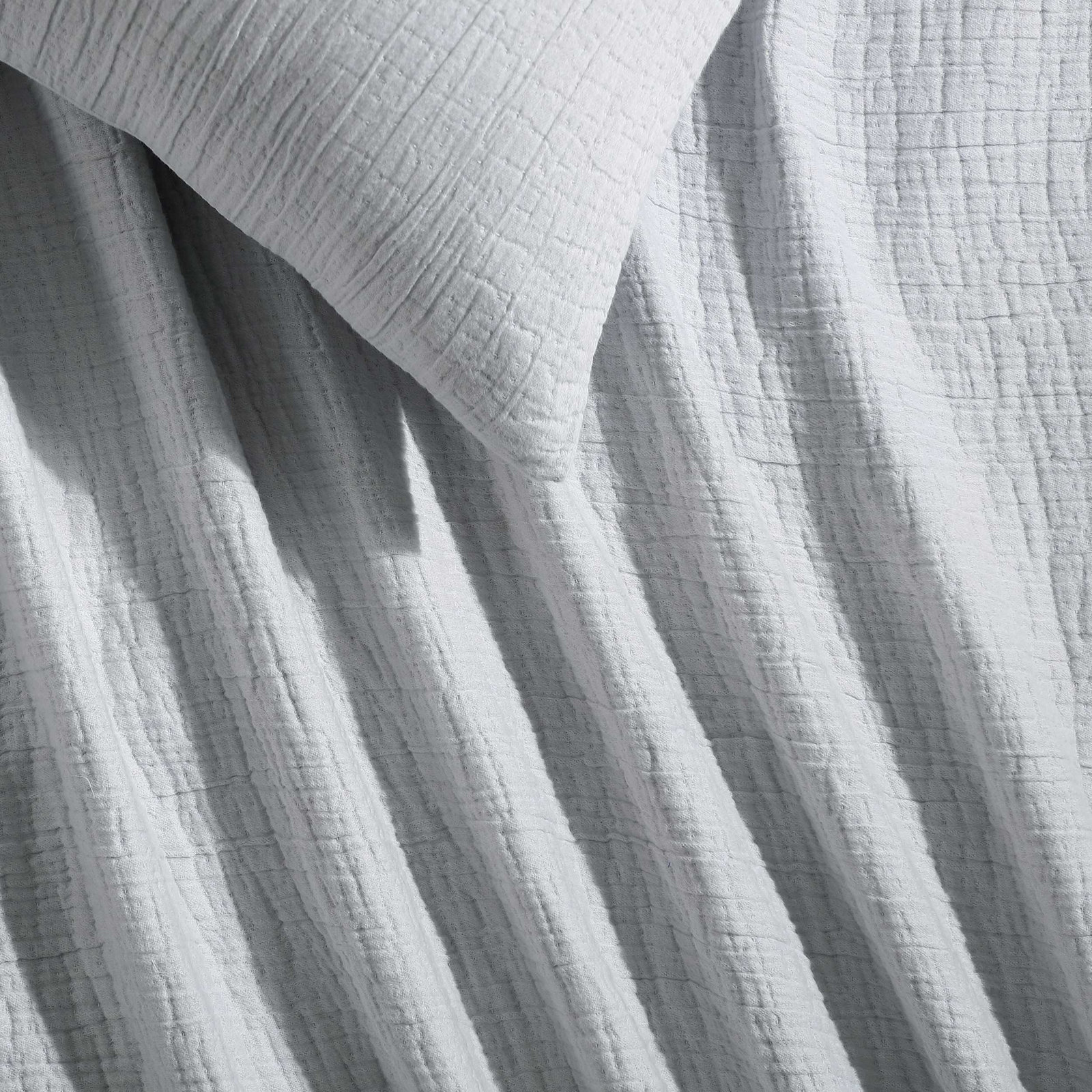 Washed Texture Cotton Duvet Cover Set, King Duvet Cover + 2 King Shams, Light Blue