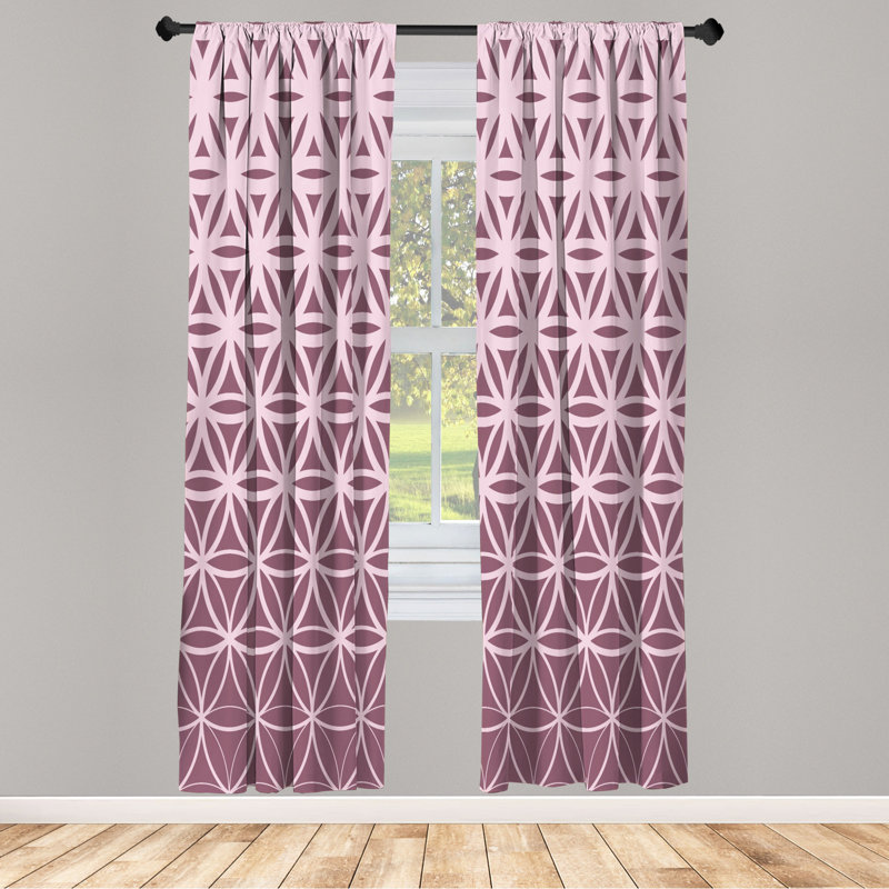 Microfiber Floral Semi-Sheer Rod Pocket Curtain Panels, 28" W x 95" L, Light Purple