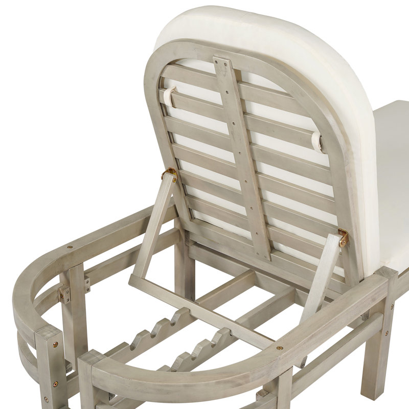Premium Acacia Wood Outdoor Chaise Lounge with 5-Position Adjustable Backrest, Arched Design for Ultimate Comfort and Style