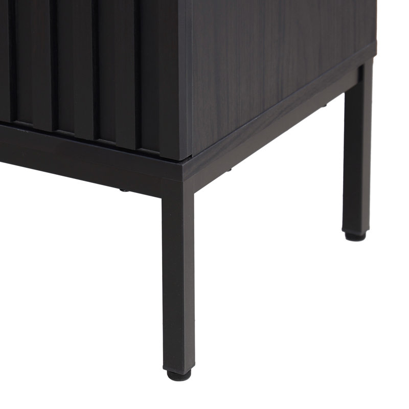 Rowan l 20 po x P 18 po x H 33 po. Armoire de salle de bain géométrique moderne à fermeture douce à 2 tablettes seulement (lavabo non inclus), noir