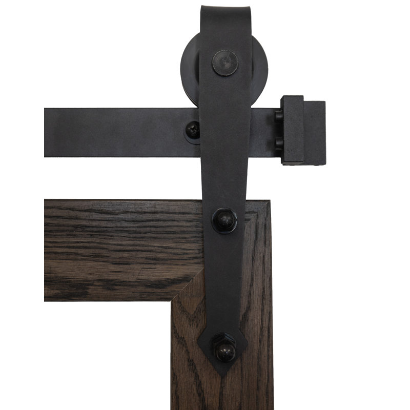  Ozark Hardwood Beveled Mirror With Steel Barn Door Rail