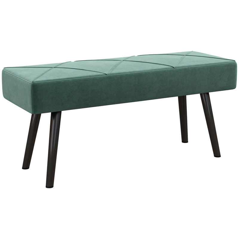 Melenie Polyester Upholstered Bench, Green