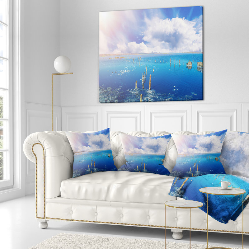 Oreiller seascape sel lake under clouds, 16 po x 1 po, Coussin décoratif