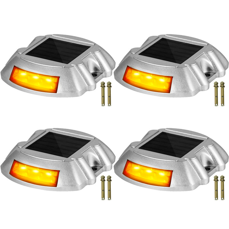 Solar Dock Lights Low Voltage Solar Powered Integrated LED Pathway Light Pack, Orange