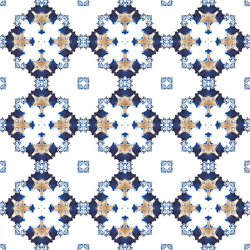 Eva | Diamond Pattern Wallpaper , Blue/Navy/Tan/Beige/White