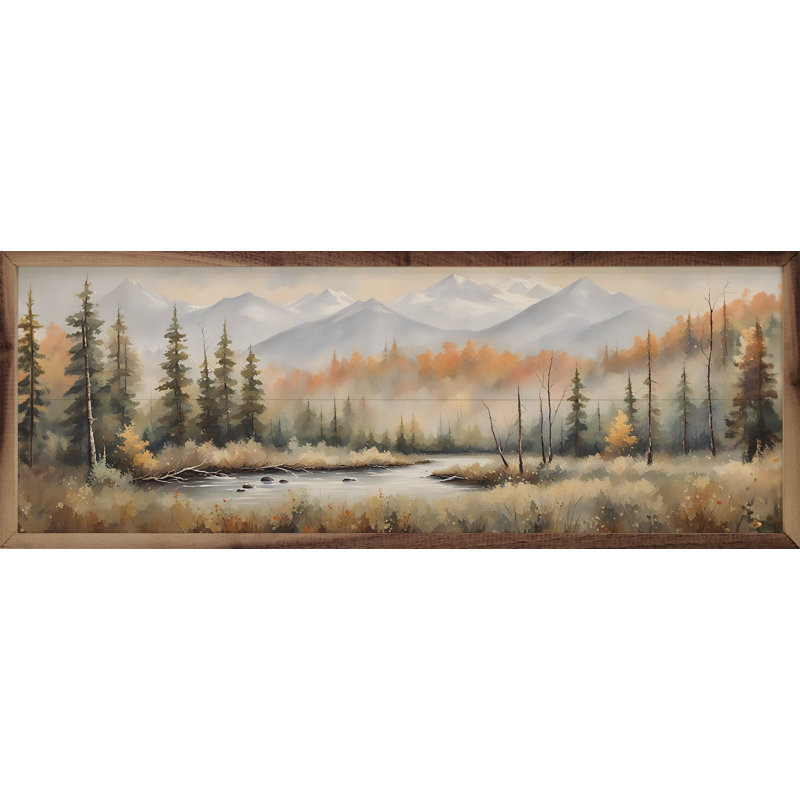 Mountain With Grass And Stream, 16" H x 48" W