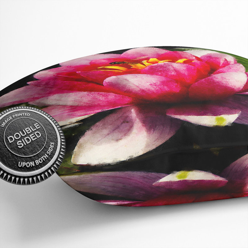 Pink Water Lily Flower Vol.3 Painting Square Throw Cushion, 40cm H x 40cm W x 15cm D