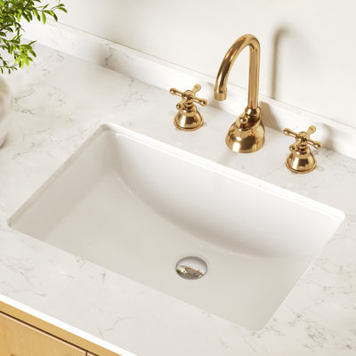 Lavabo de salle de bain rectangulaire encastré en porcelaine vitreuse avec trop-plein 21 po x 15 po DeerValley Ally