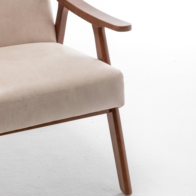 Fauteuil à oreilles à oreilles avec structure et siège robuste de style Mid-Century, Chameau clair