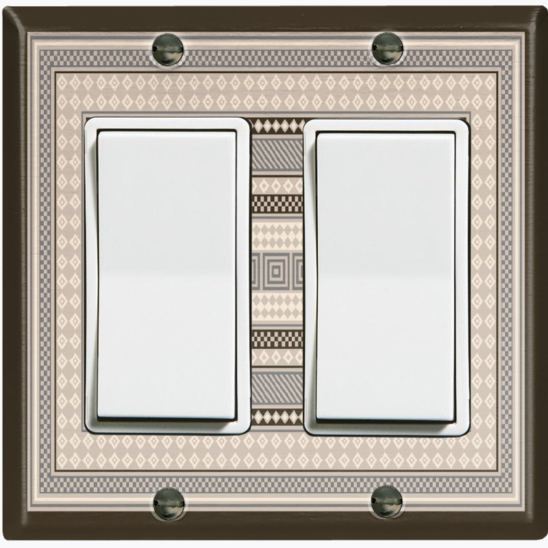 Geometric Pattern Gray Nature Themed 2 - Gang Rocker Standard Wall Plate