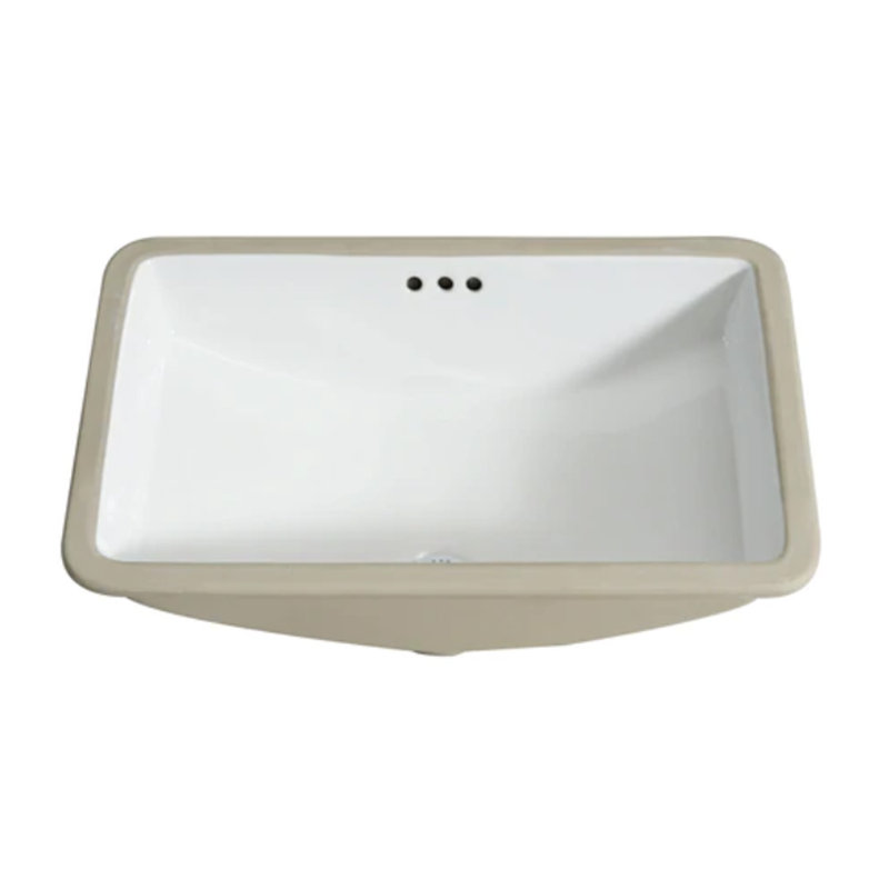 Lavabo de salle de bain rectangulaire encastré en céramique avec trop-plein, Blanc
