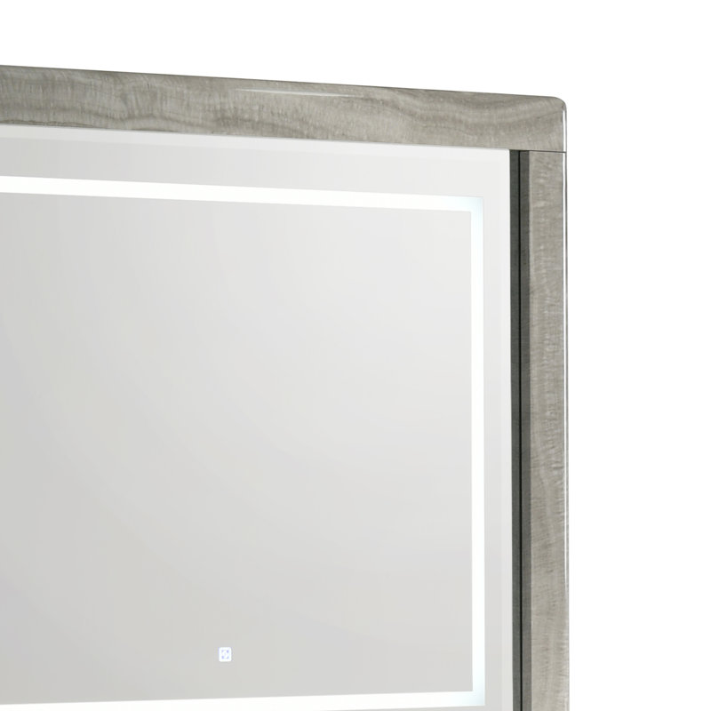 Monaco Grand Illuminated Vanity Mirror with Integrated LED Border Lighting and Sculpted Marble Accent Design