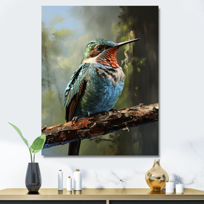 Bleu et vert rayonnant Colibri beauté - Art mural colibri