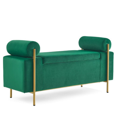 Comfortable Velvet Hallway Bench With Iron Legs And Framework Sponge Padding