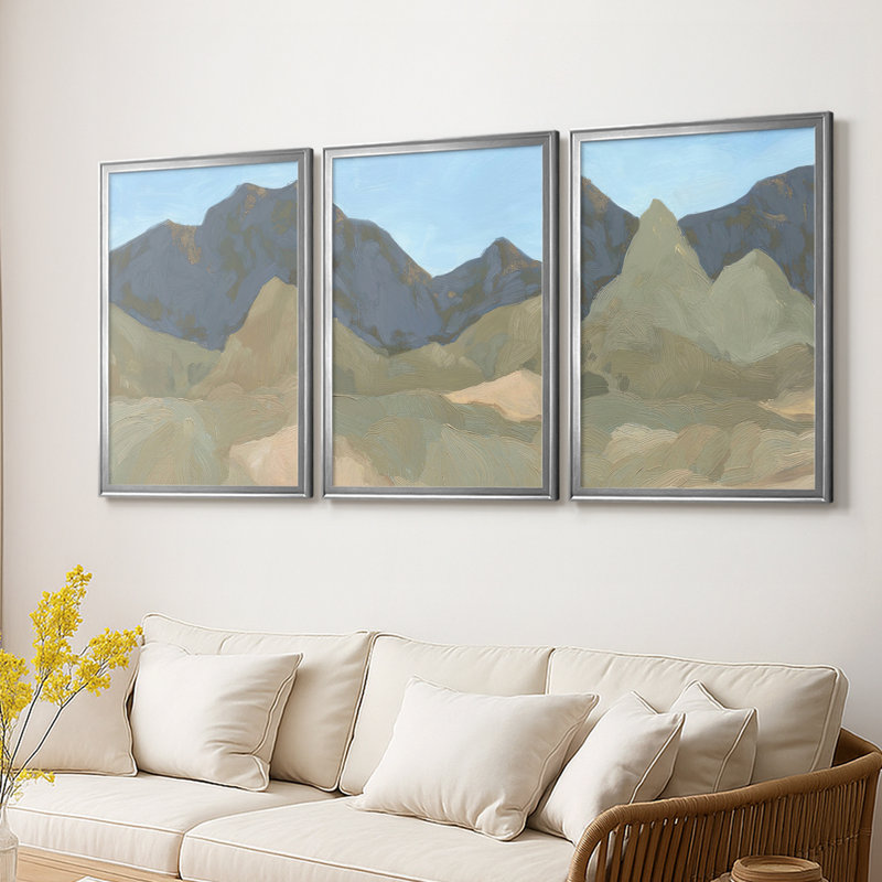 Saddle Mountain I - Toile tendue avec châssis sur mesure - 3 pièces, Argent argent, H 15 po x l 19 po