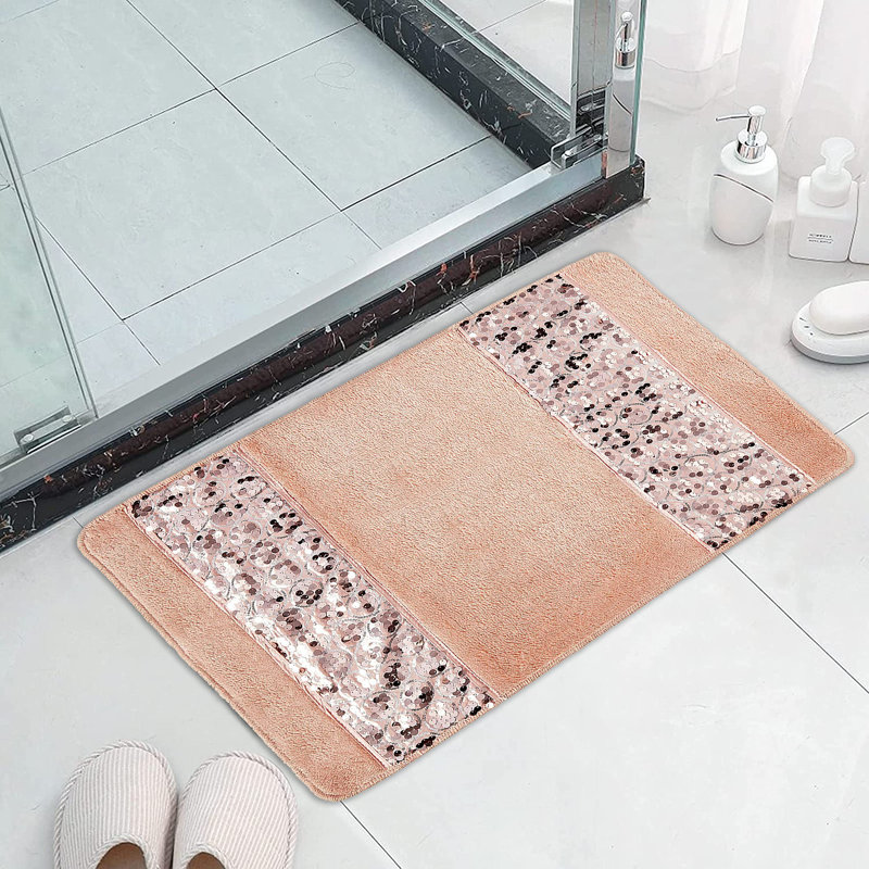 Ced Non-Slip Bath Rug, Blush, 34" X 21"