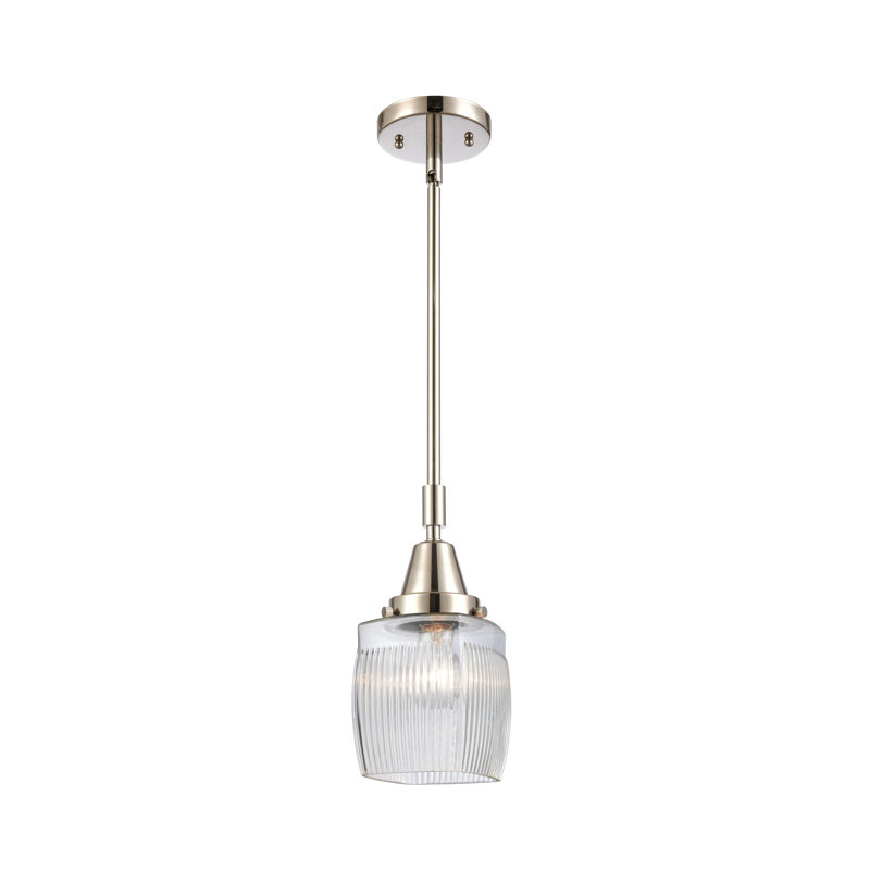 Luminaire suspendu rectangulaire simple à 1 lumière Mireya, Nickel poli, Ampoule non incluse