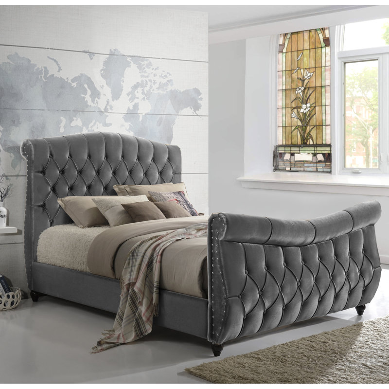 Alzado Upholstered Bed, Grey, Kingsize (5')	