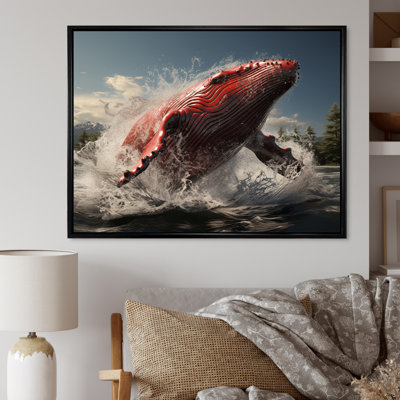 Impression sur toile encadrée, "Coastal baleines"