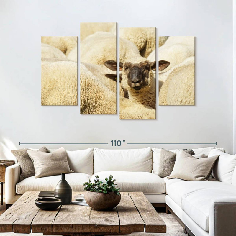 Brampt Sheep In Flock, 54" H x 84" W