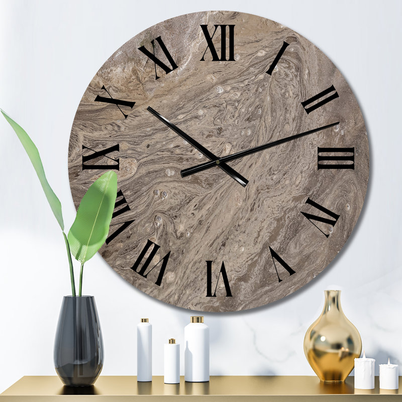 Horloge murale thème plage, horloge décorative à motif de sable - lignes courbes dans le sable, Petit