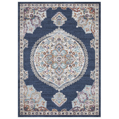 Tapis bleu marine Medallion