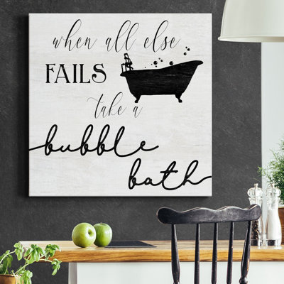«Take a Bubble Bath», reproduction d'art textuel sur toile tendue
