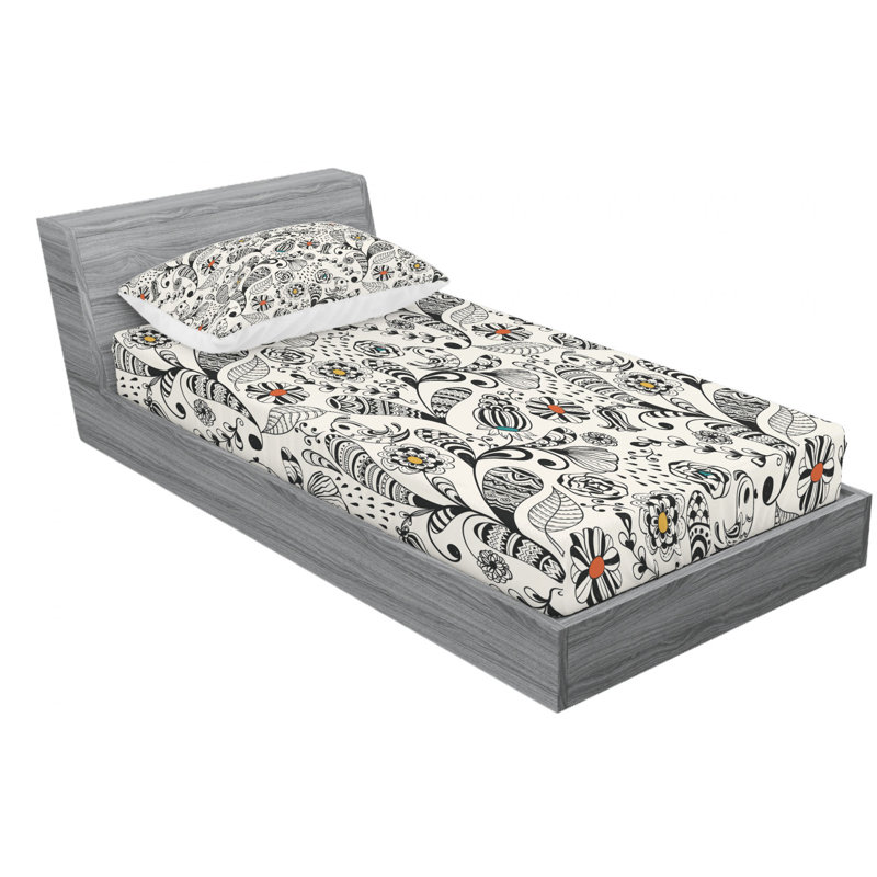 Microfiber Floral Sheet Set, Twin XL Sheet Set with Fitted Sheet