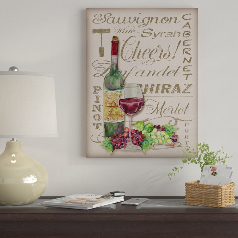« bravos wine art », art textuel sur toile tendue, H 19 po x l 14 po