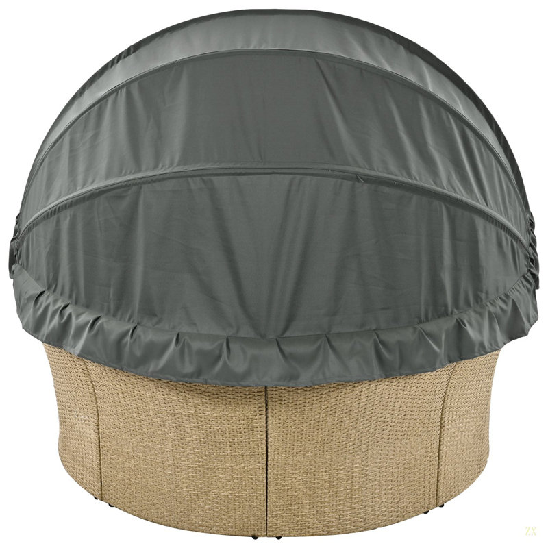 Ensemble de mobilier d'extérieur pour lit de jour en rotin et osier avec canapé escamotable et 4 coussins, Gris