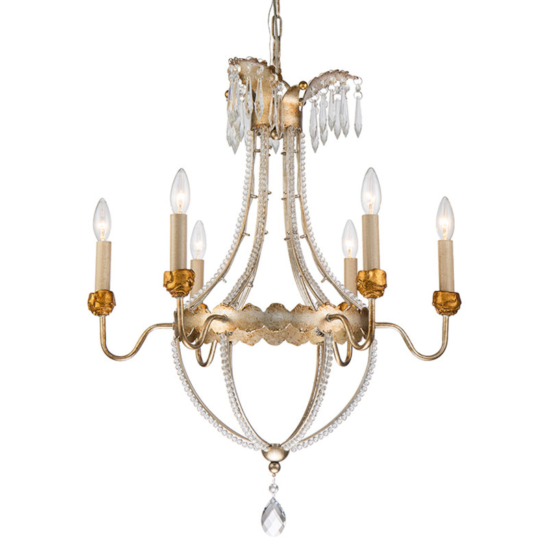 6 Light Empire Gold And Silver Chandelier