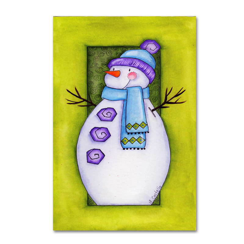 « vacances voeux bonhomme de neige », reproduction sur toile tendue, H 32 po x l 22 po x P 2 po