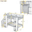 Lit superposé simple gris et blanc avec garde-robe et escalier de rangement, lit mezzanine en métal pour enfants avec motif princesse
