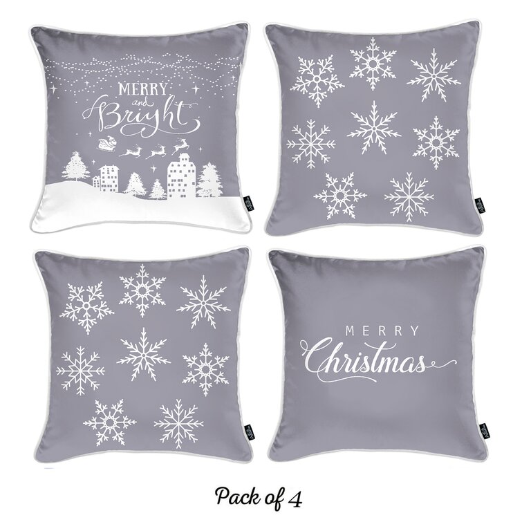 Mike&Co. New York Christmas Truck Decorative Throw Pillow Set of 4 - White - 18 x 18 in